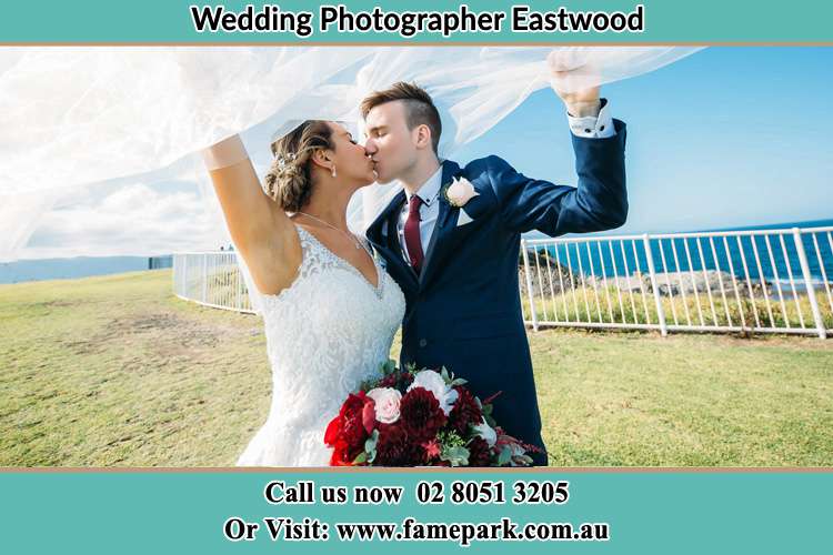 Photo of the Bride and the Groom kissing at the yard Eastwood NSW 2122