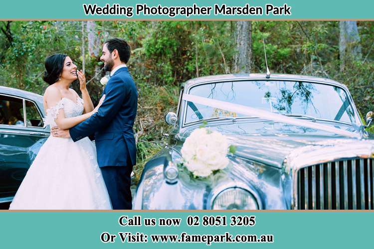 Photo of the Bride and the Groom near the bridal car Marsden Park NSW 2765