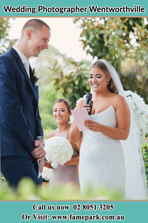 Photo of the Bride testifying love to the Groom Wentworthville NSW 2145