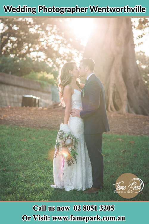 Photo of the Bride and the Groom kissing at the yard Wentworthville NSW 2145